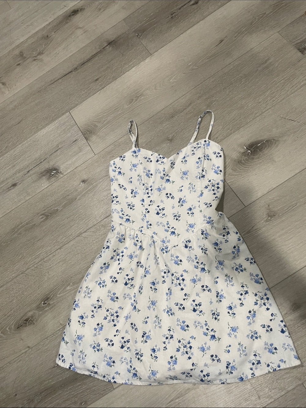 Hollister White Mini Dress with Blue Floral Print